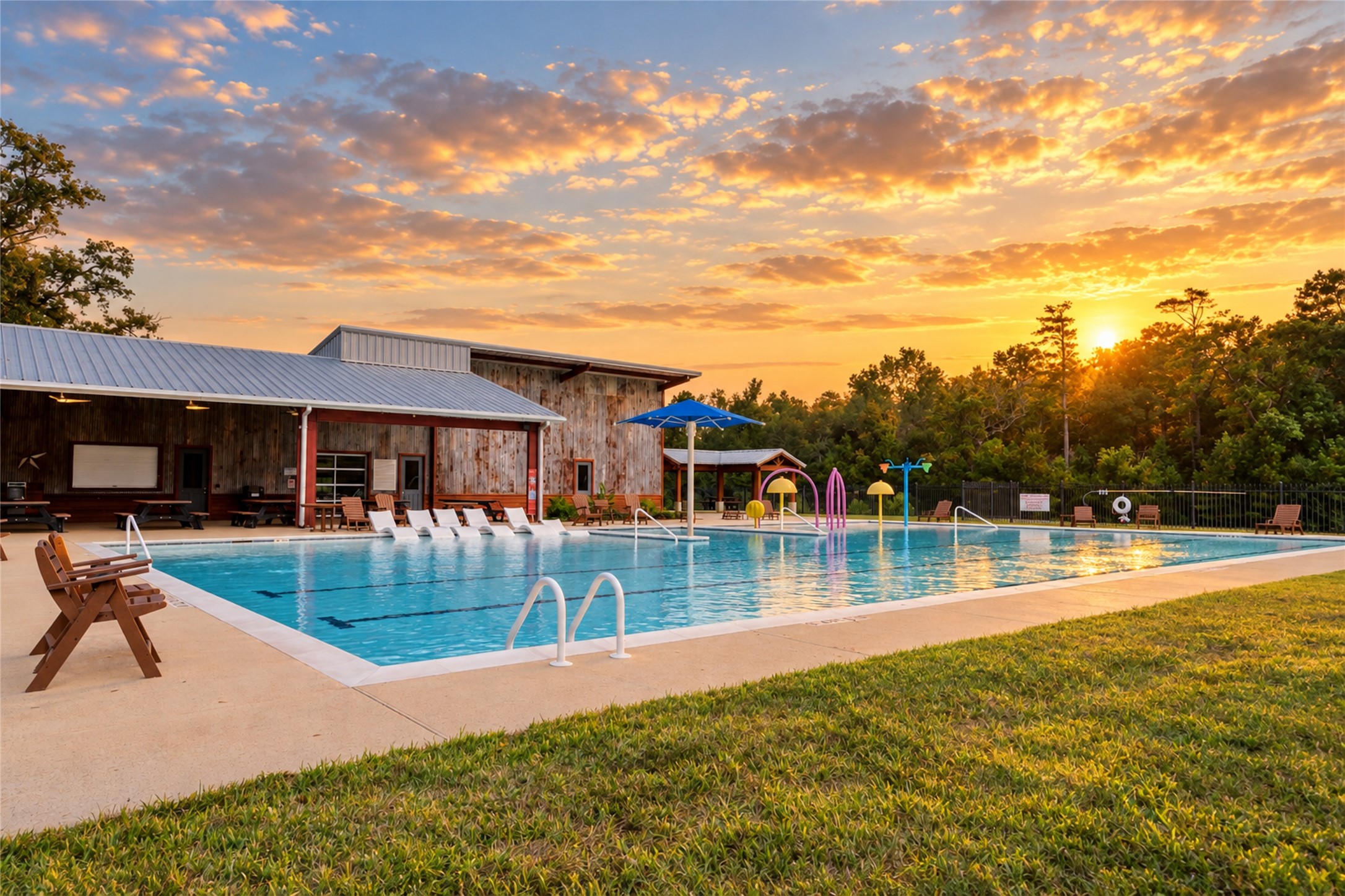 The community pool offers space to swim, relax, and enjoy sunny Texas days.