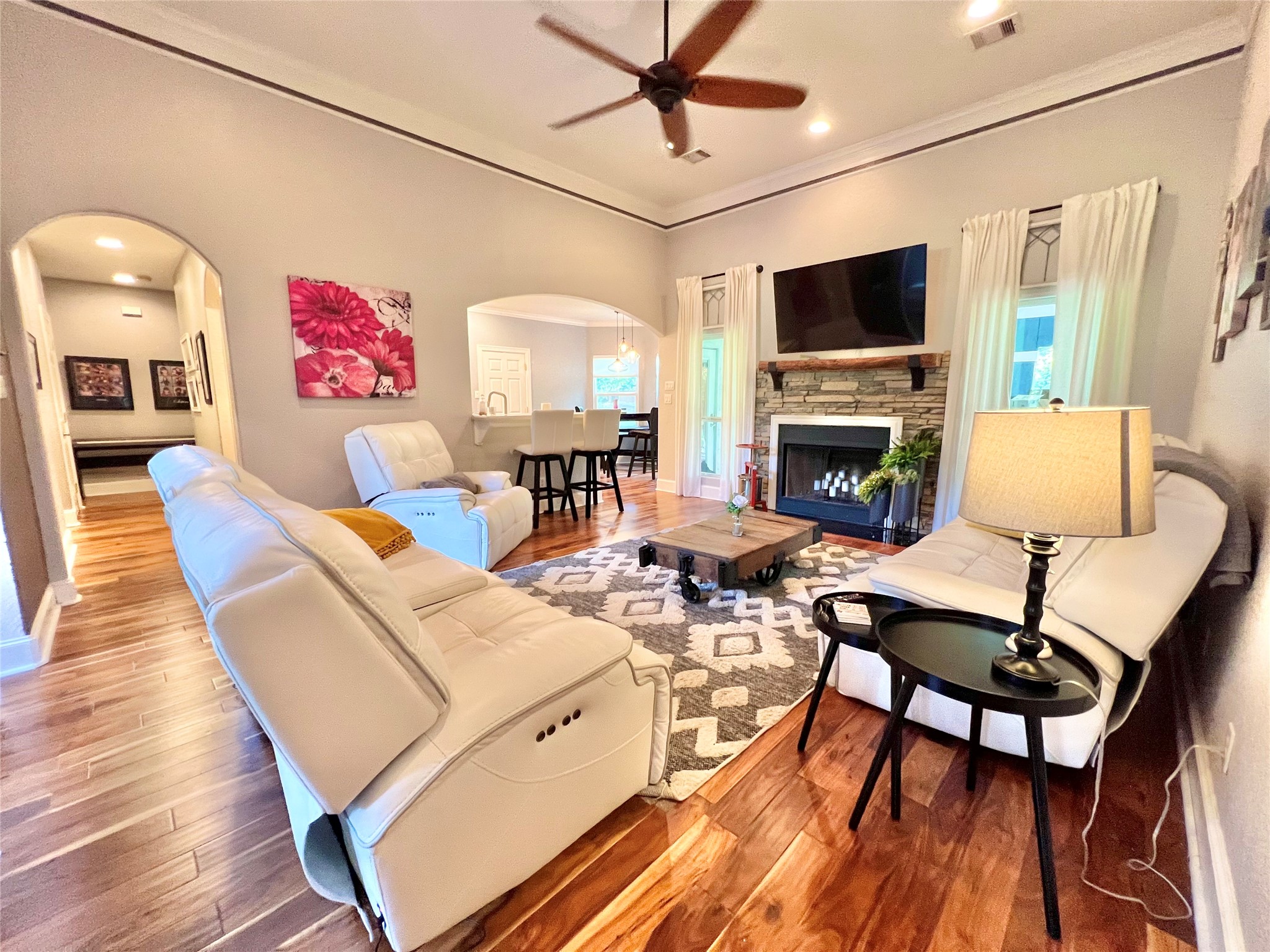 Large Family room opens to the kitchen and dining areas