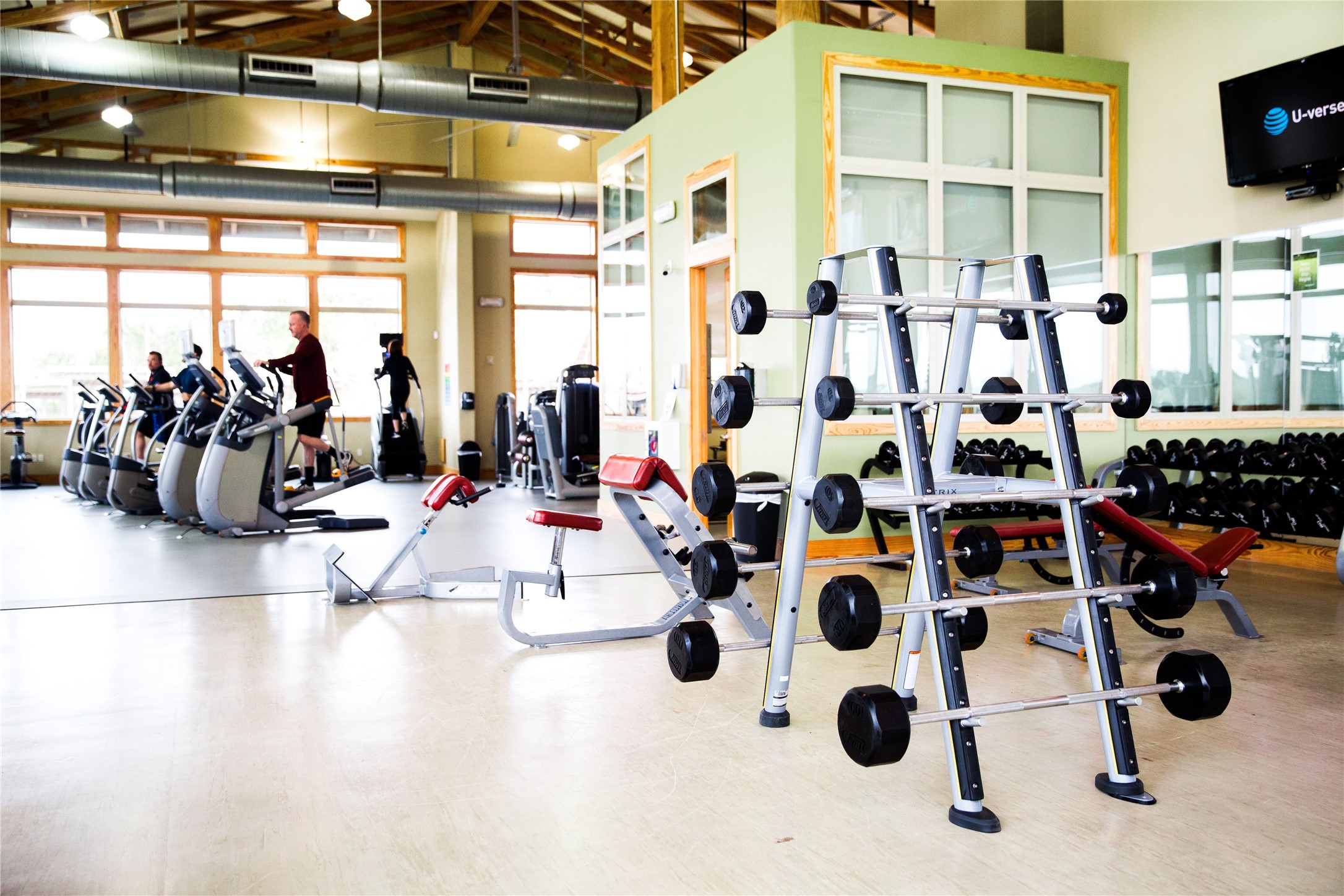 Staying fit is fun in Cross Creek Ranch because it is so convenient. The on-site 6,500-square-foot gym rivals any chain facility, and Cross Creek Ranch residents can use it FREE of charge.