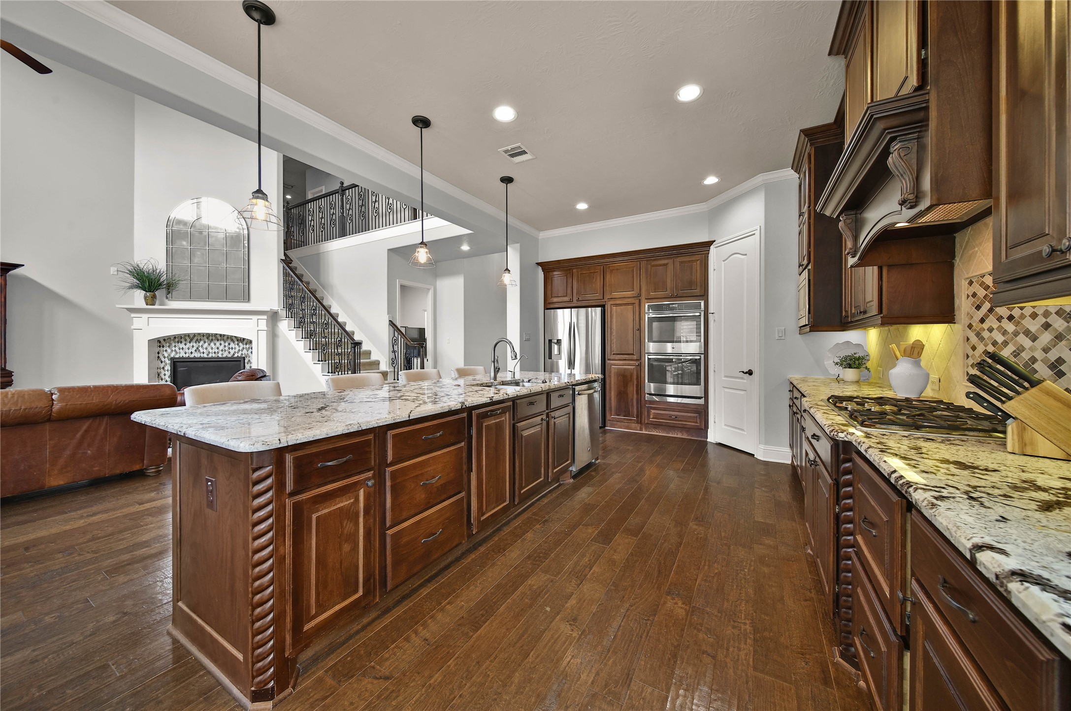 Ample countertop and prep space! Walk In Pantry has built in spice rack on door.