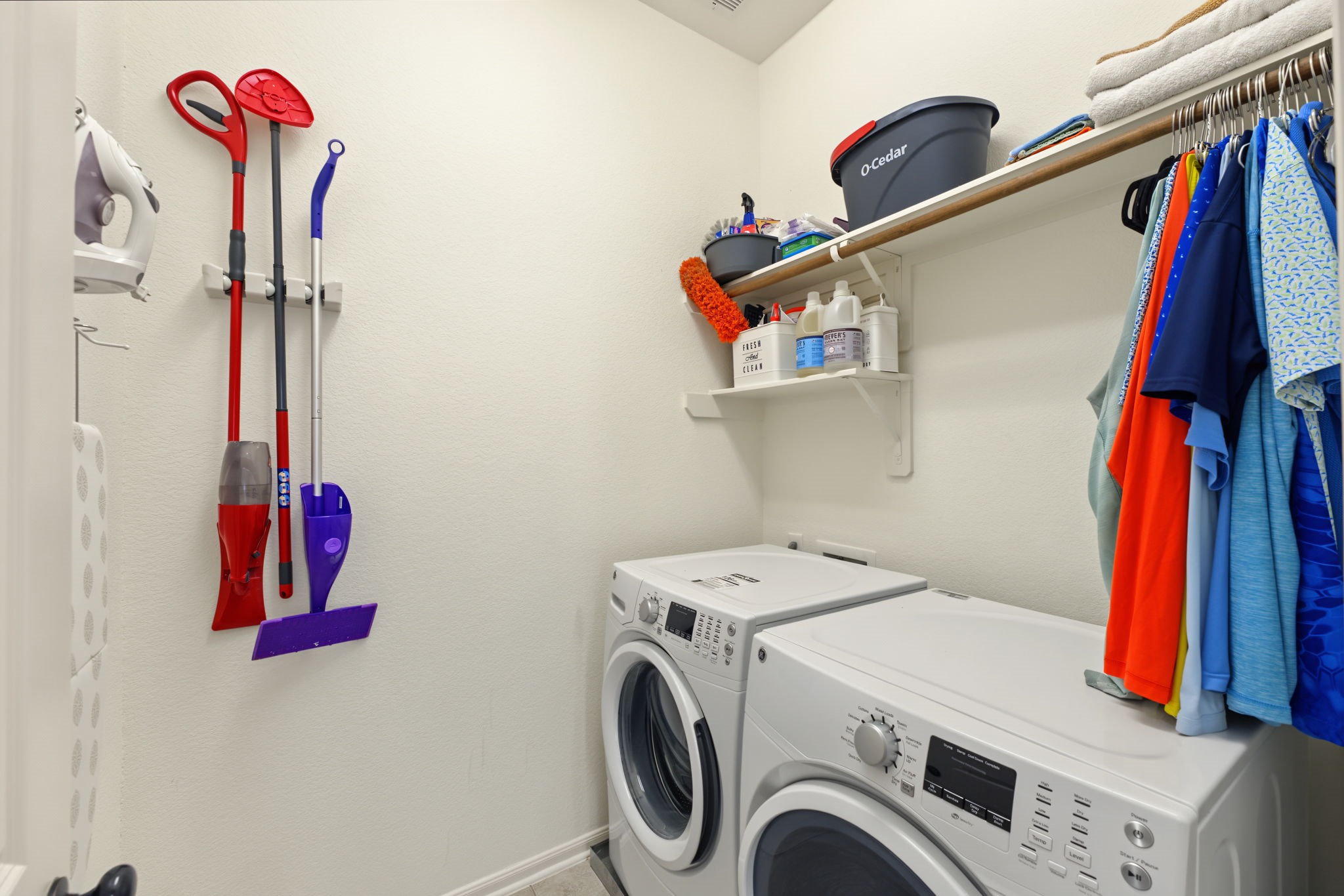 Laundry day, made easier! A practical utility area with space for your laundry essentials helps keep everyday living organized.