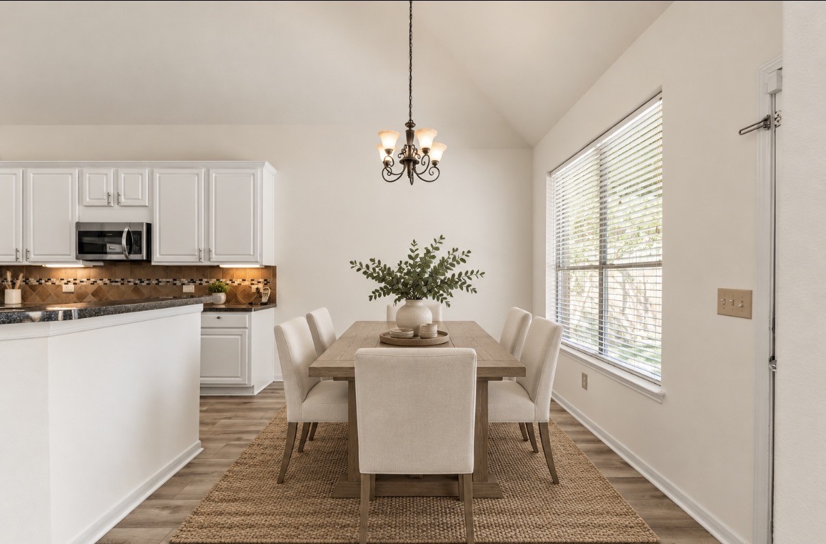 Virtually staged breakfast area
