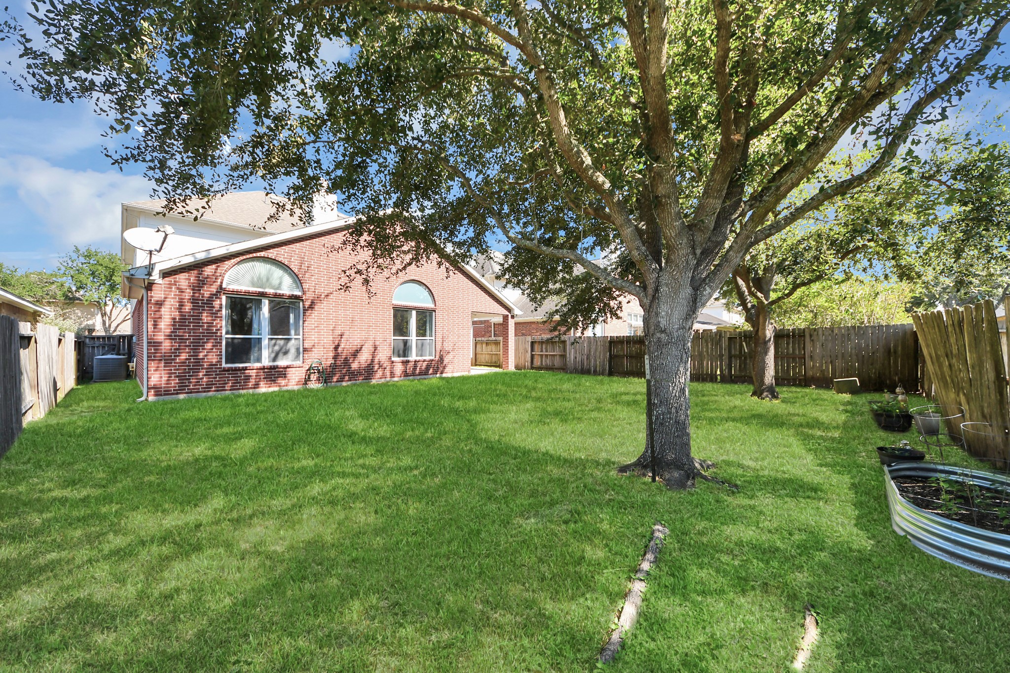 Backyard with mature shade trees