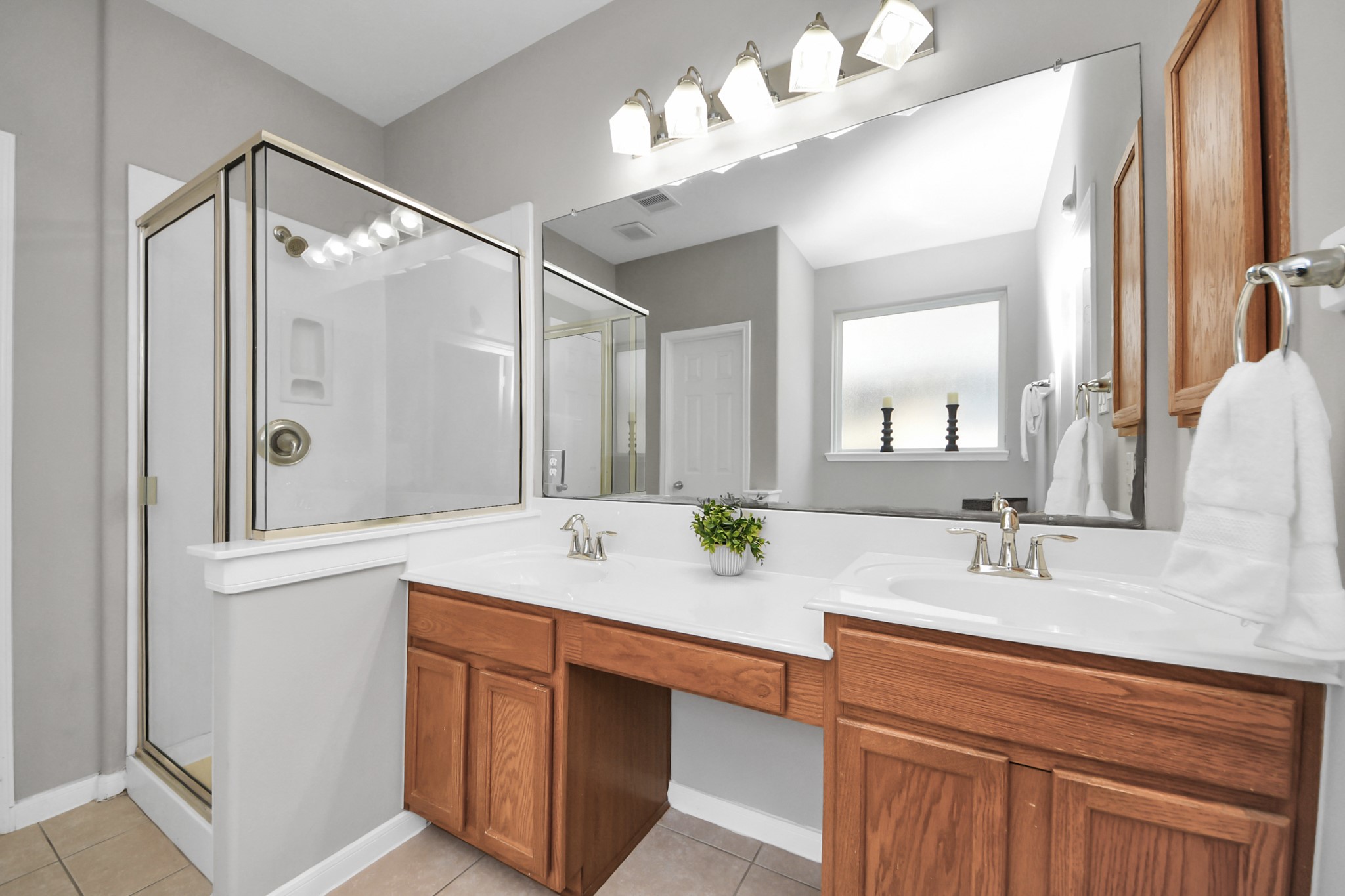 Primary bathroom with separate stand up shower