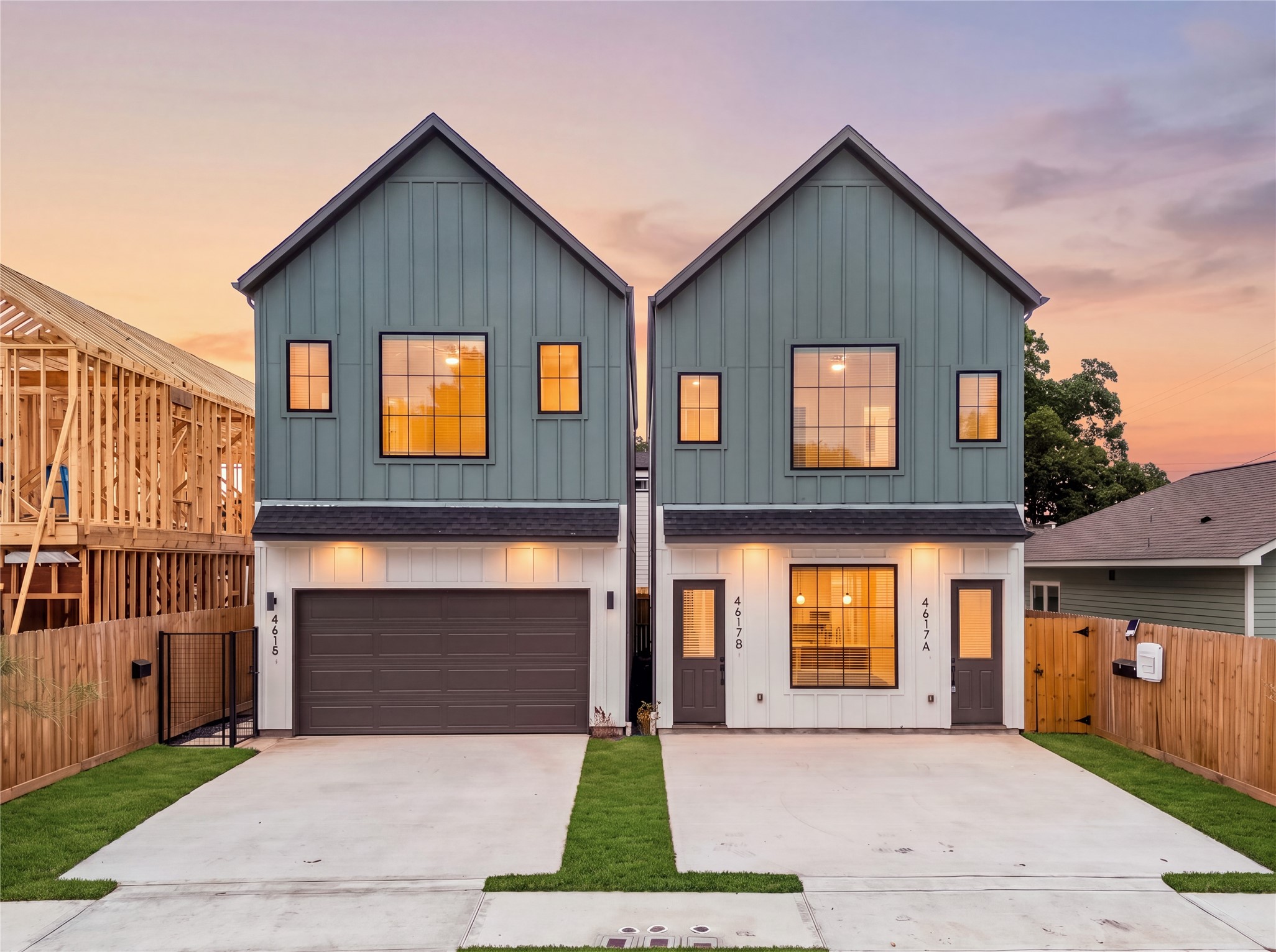 Single family home on the left. 2 car garage with ample parking for guests.