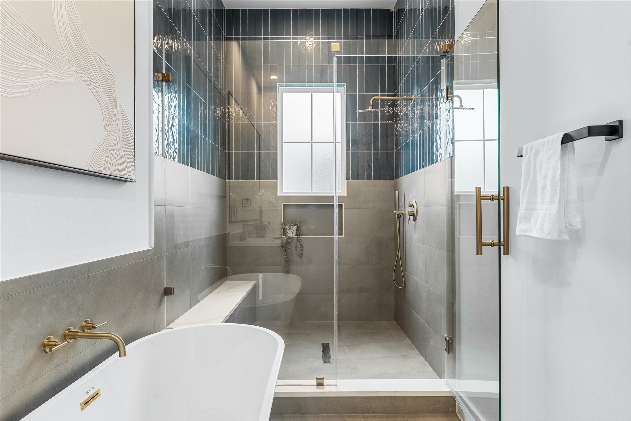 Spa-inspired primary walk-in shower built for daily relaxation and luxury comfort.