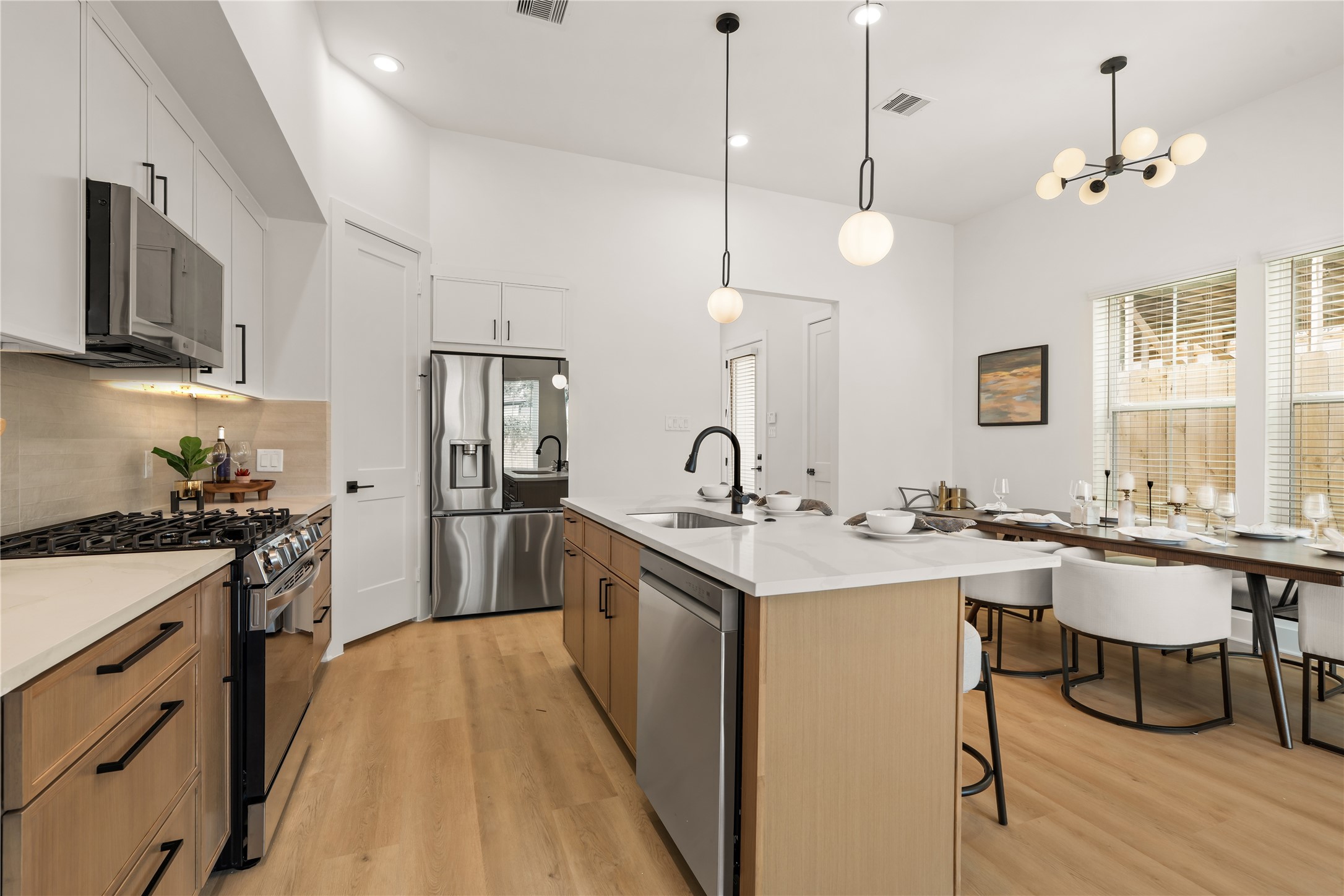 Fluid living floor designed for easy day-to-day comfort and entertaining guests.