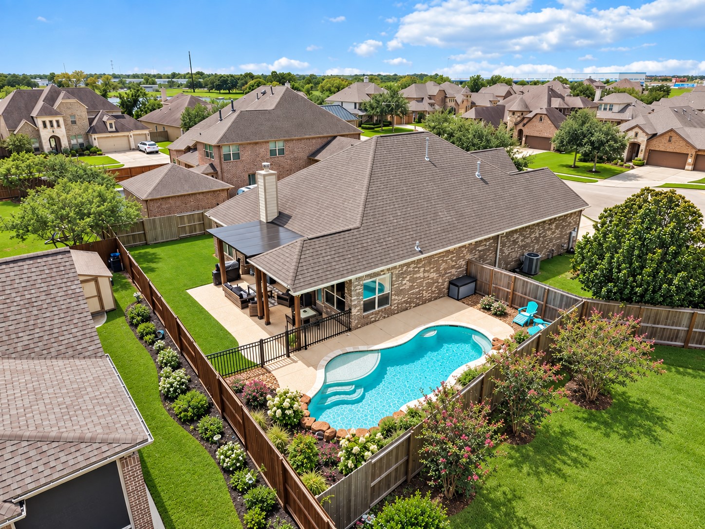 Welcome to this stunning and immaculately maintained single-story retreat nestled on a 0.23-acre cul-de-sac lot with a sparkling private pool and extended covered patio.