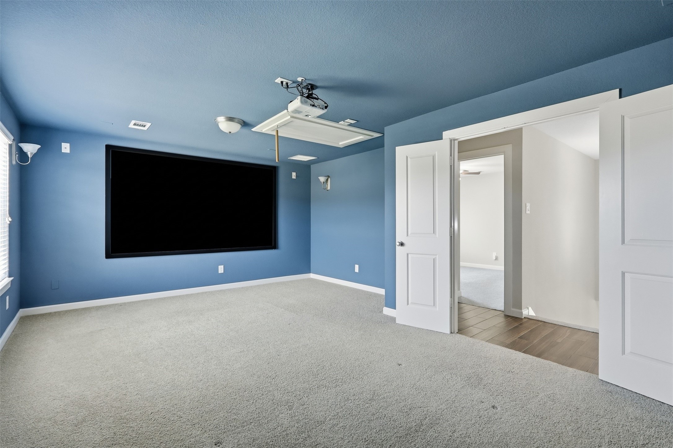 Very Spacious Home Theater with Projector & Screen