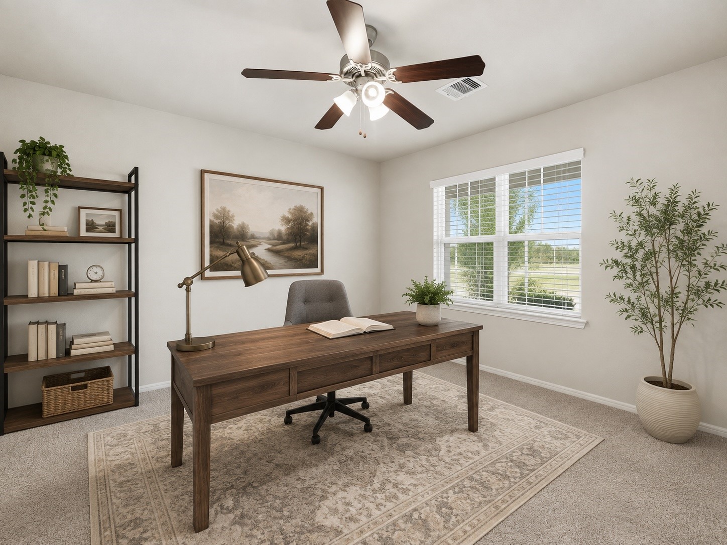 Front facing windows bring natural light into the study. (VS)