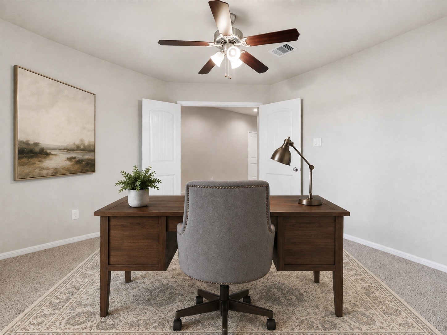 Home office/study with  double doors for privacy. (VS)