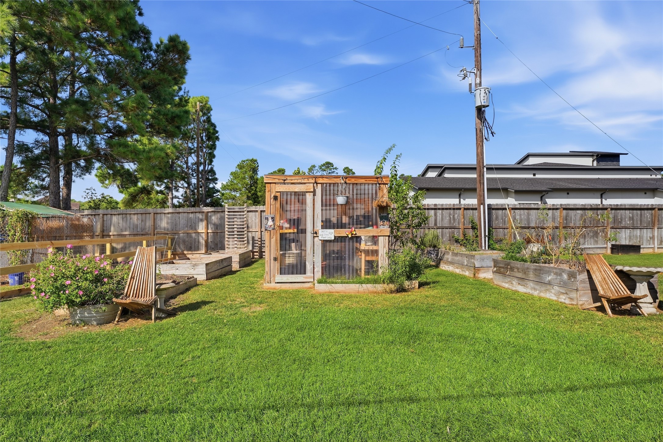Grow your own herbs, vegetables and flowers in this charming greenhouse. Outdoor amenities are negotiable and may be included or removed based on the buyers preferences.