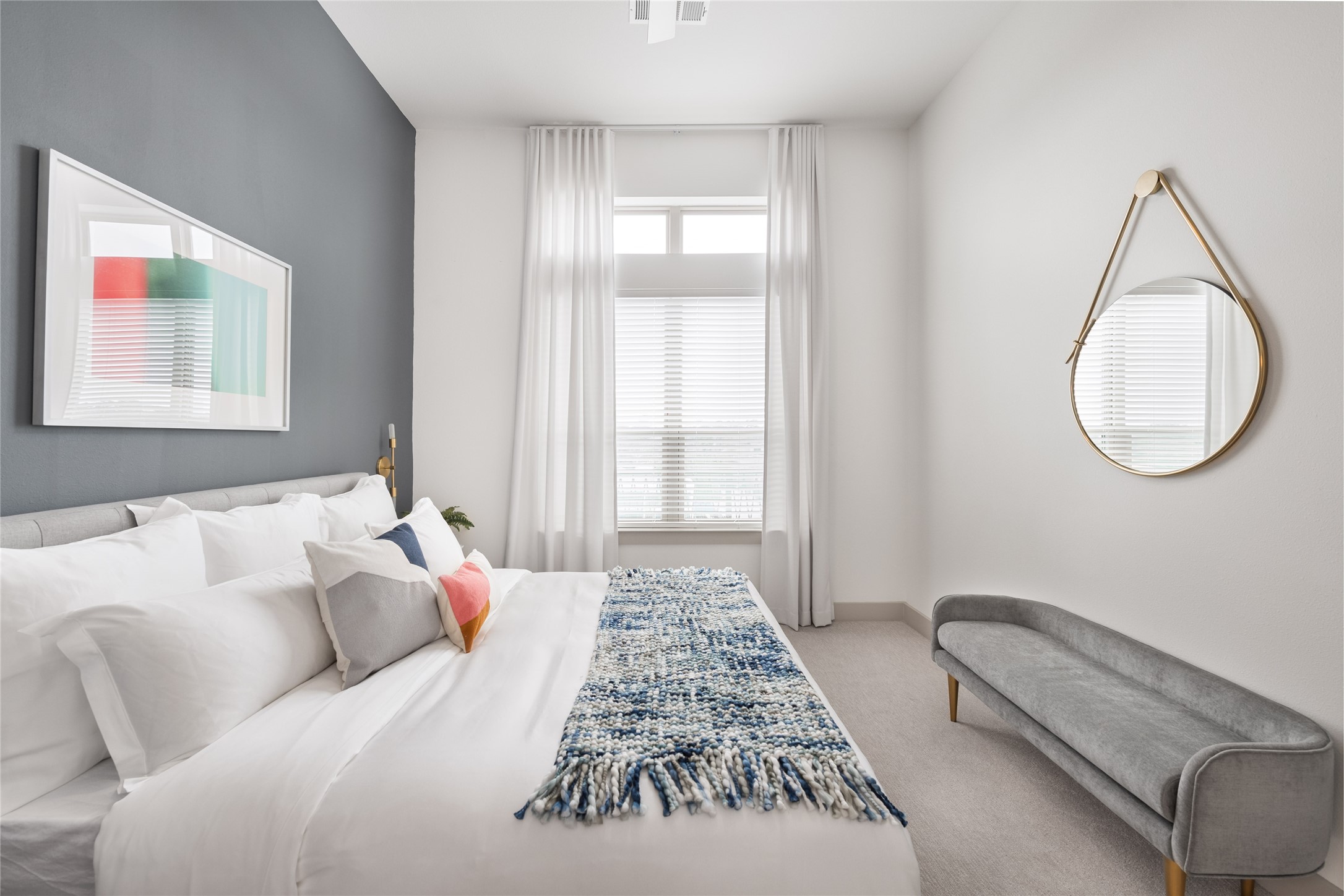 Bright, peaceful, and wonderfully versatile. This inviting second bedroom offers a lovely setting for overnight guests, a beautifully appointed personal retreat or a comfortable space to make entirely your own. *Pictures are from a similar unit, finishes and distribution may change.