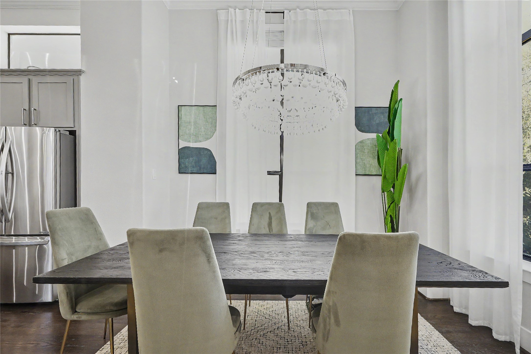 Gorgeous chandelier for the perfect ambiance to home cooked dinners.