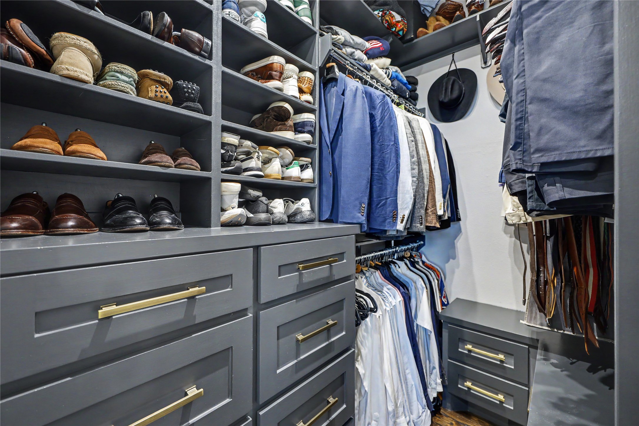 One of two large walk-in closets with incredible built-ins.
