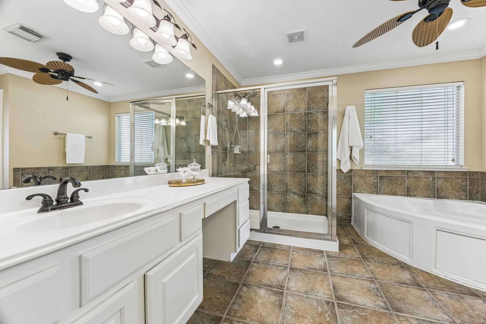 Enjoy the luxury of a separate shower and soaking tub, perfect for unwinding after a long day.