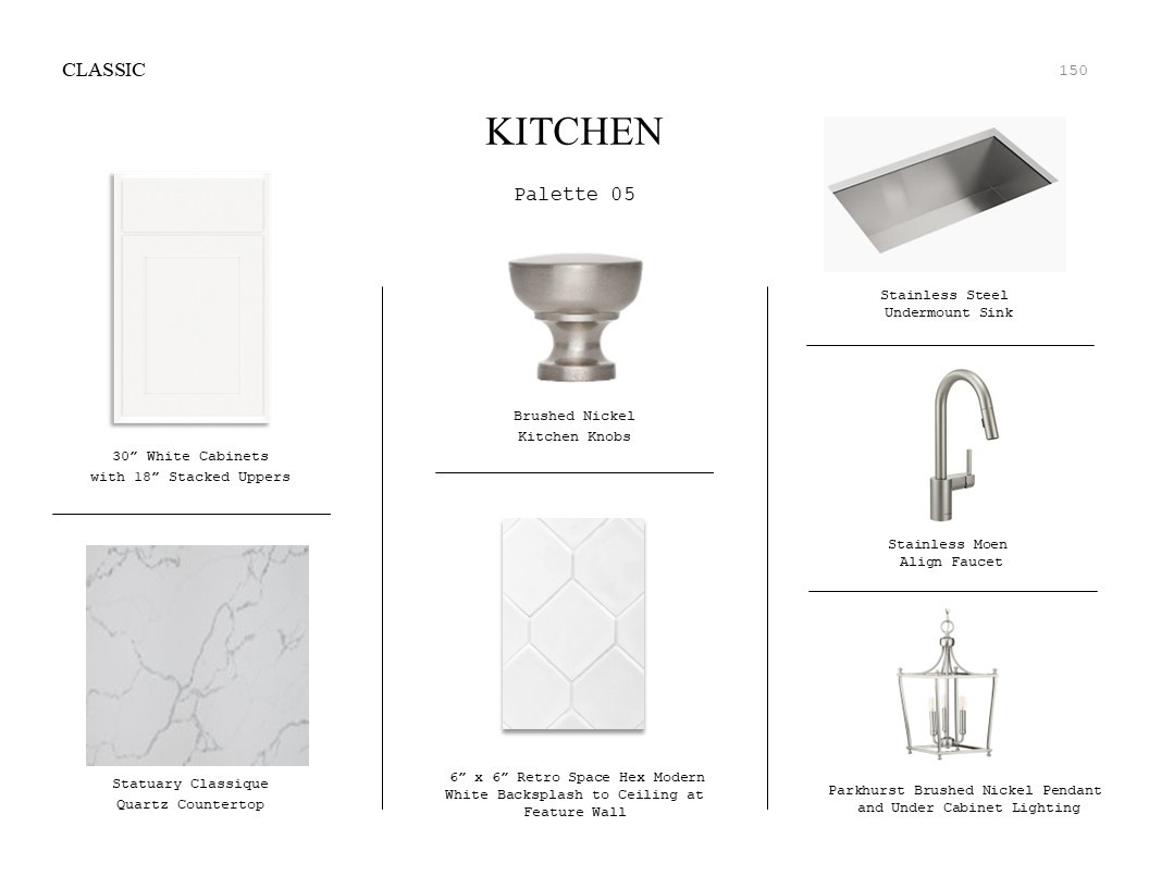 Classic Look Palette 3: Kitchen Selection Sheet (*Artist rendering used for illustration purposes only.)