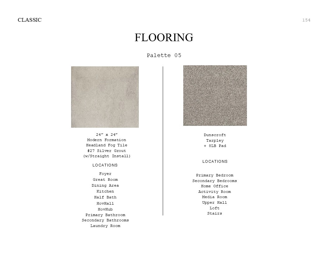 Classic Look Palette 3: Flooring Selection Sheet (*Artist rendering used for illustration purposes only.)
