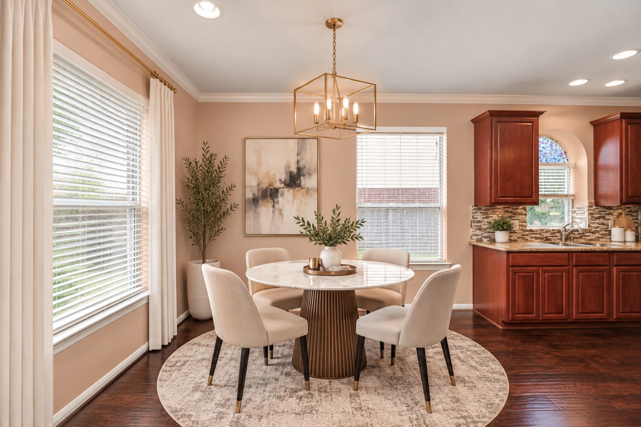 VIRTUAL STAGING
Chic and inviting, this sunlit breakfast area boasts elegant decor and a seamless flow into the kitchen, perfect for morning gatherings. VIRTUAL STAGING
Chic and inviting, this sunlit breakfast area boasts elegant decor and a seamless flow into the kitchen, perfect for morning gatherings.