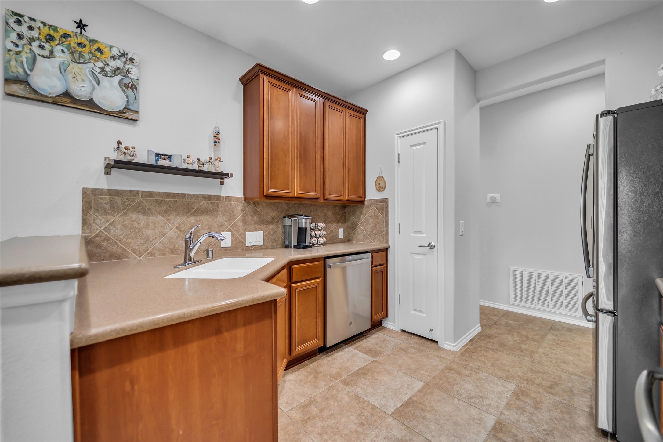 Kitchen with corian countertops