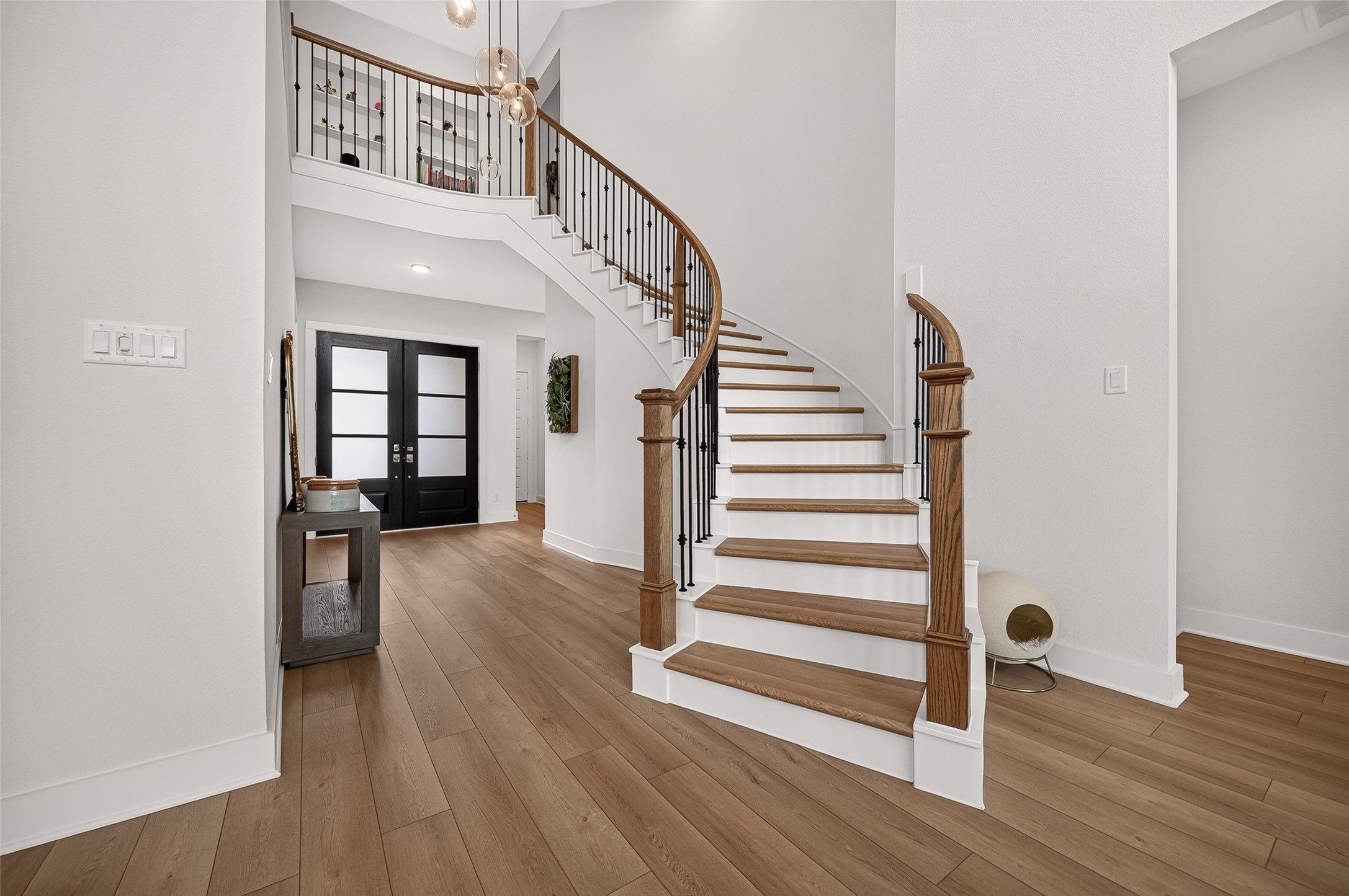 Beautiful curved staircase.