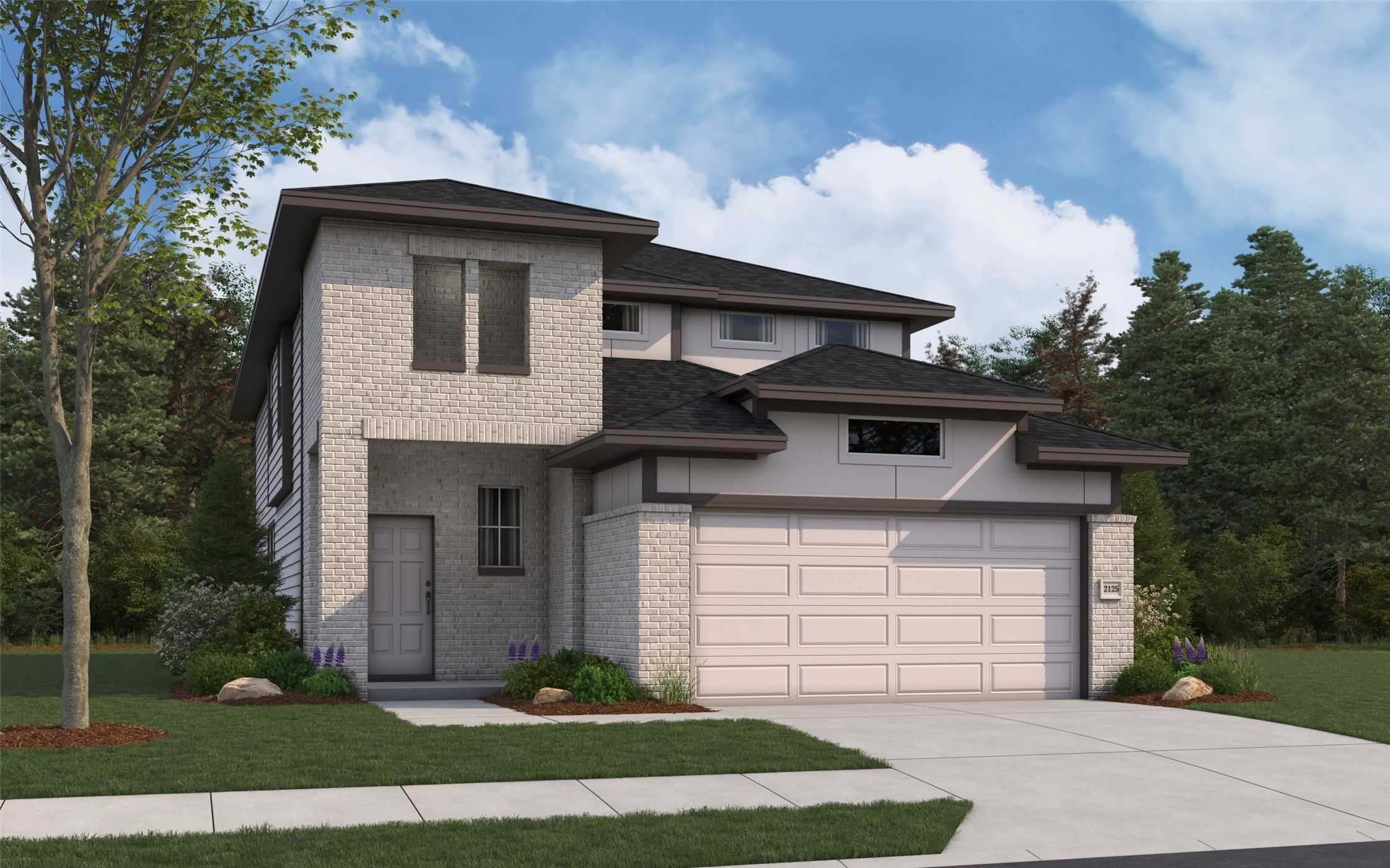 Rendering of Linden elevation H. Not Actual Home. Actual colors and features may vary.