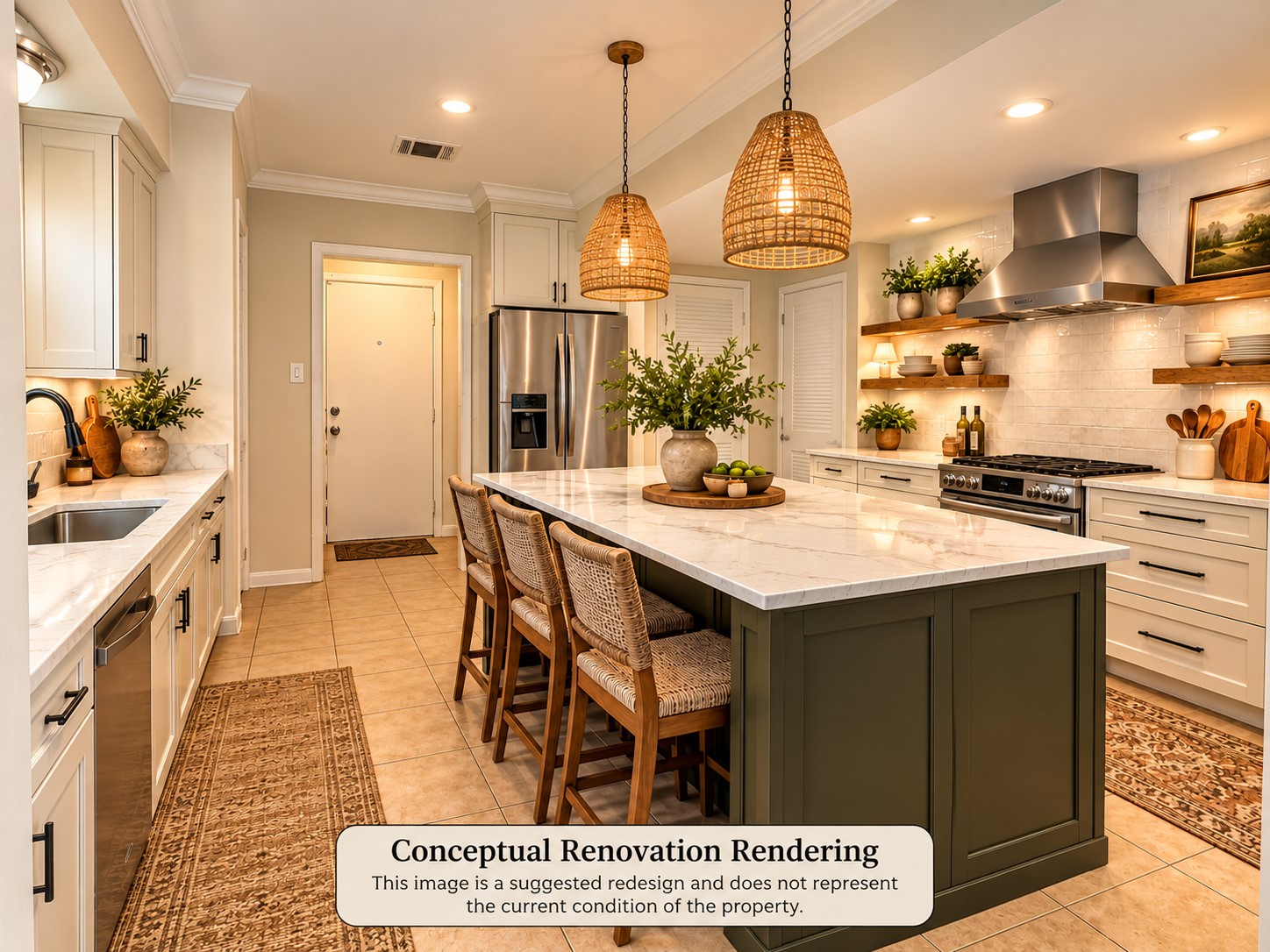Conceptual remodel of kitchen to give buyers endless possibilities.