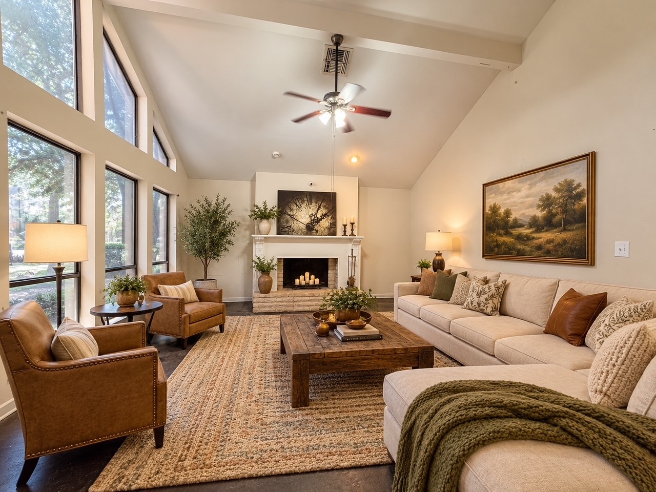Virtually staged living room