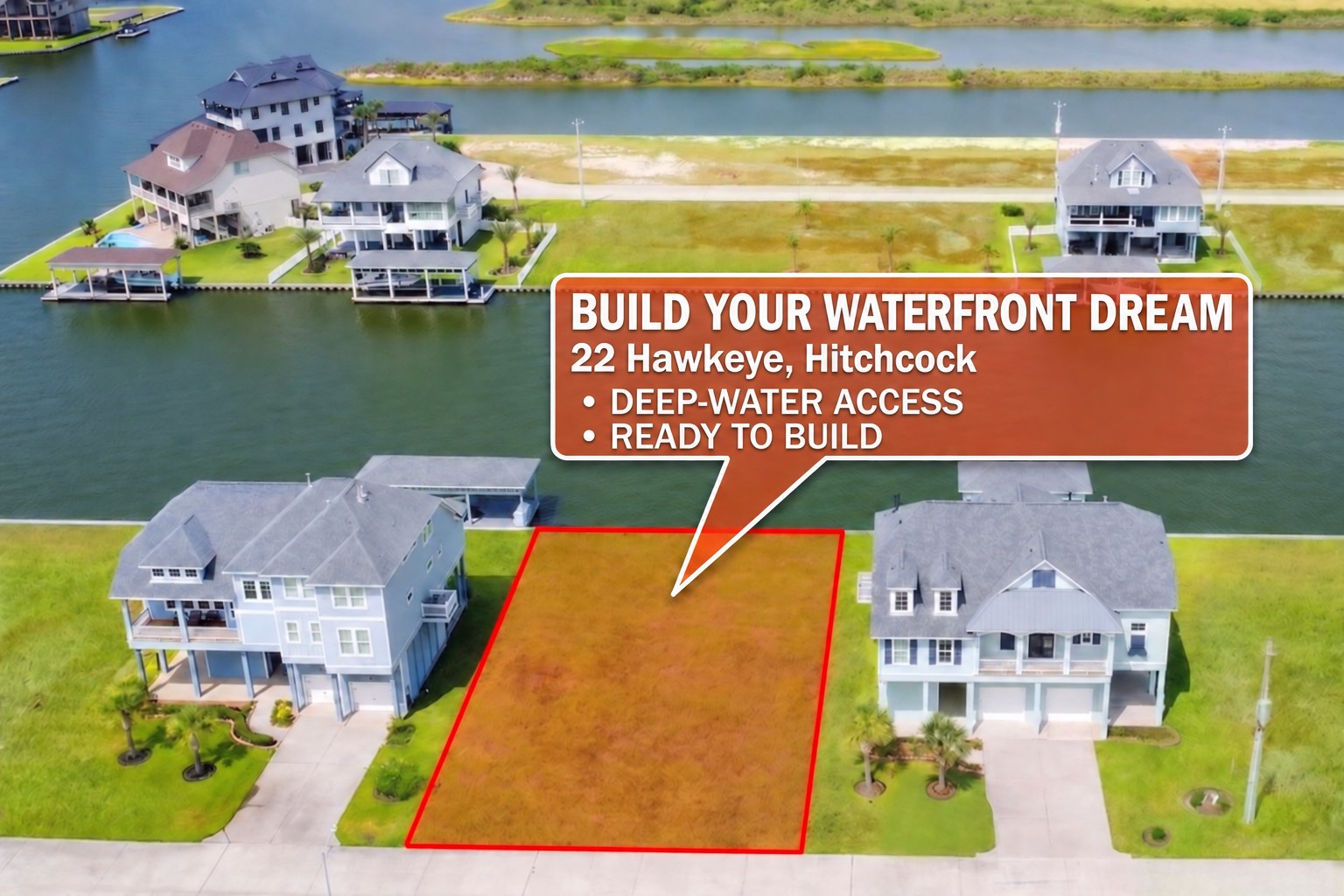 CANAL-FRONT LOT WITH DIRECT ACCESS TO WEST BAY, OFFERING DEEP-WATER NAVIGATION AND THE PERFECT SETTING TO BUILD YOUR COASTAL DREAM HOME.