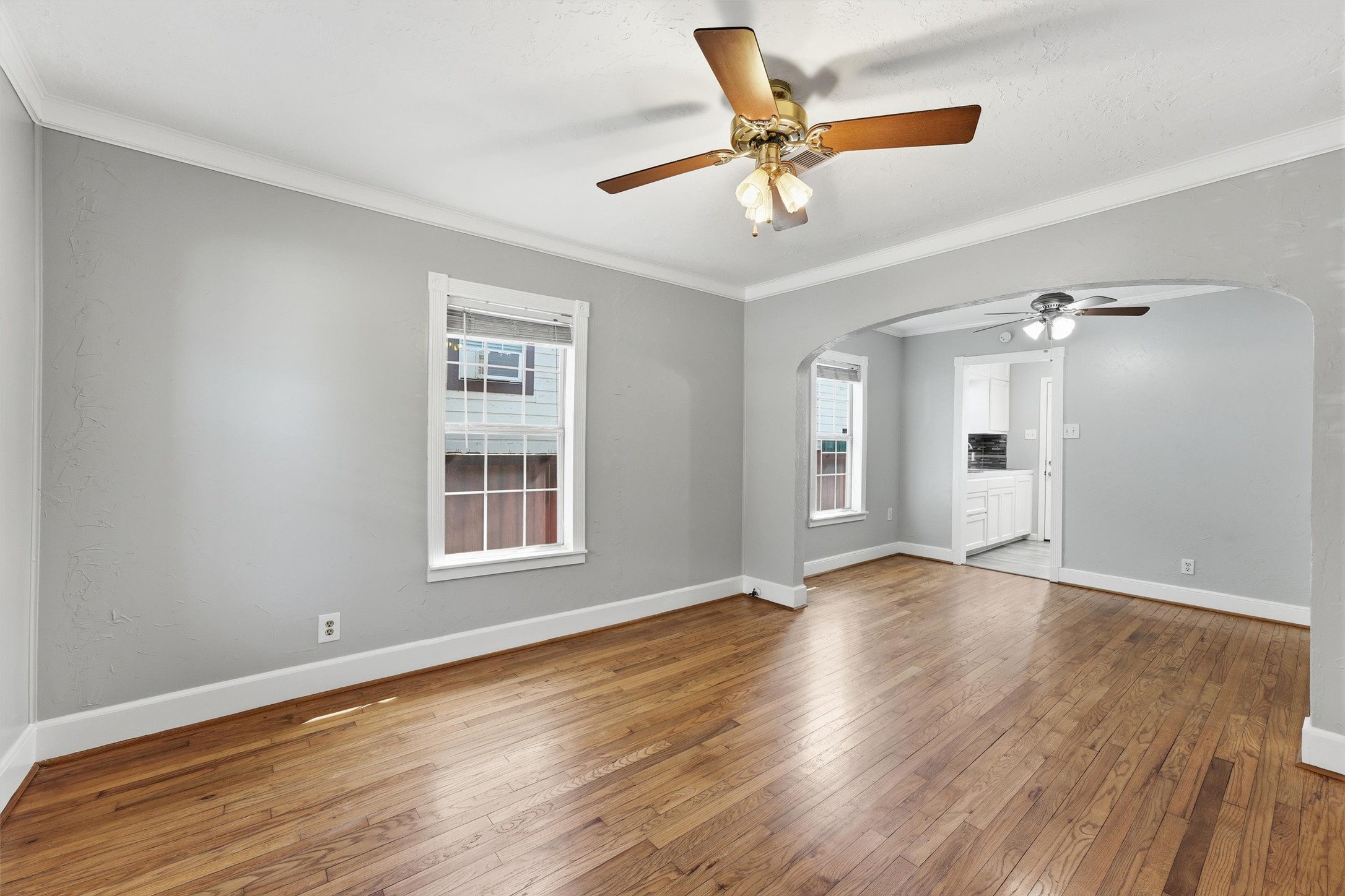 Living room and dining area not staged. Living room and dining area not staged.