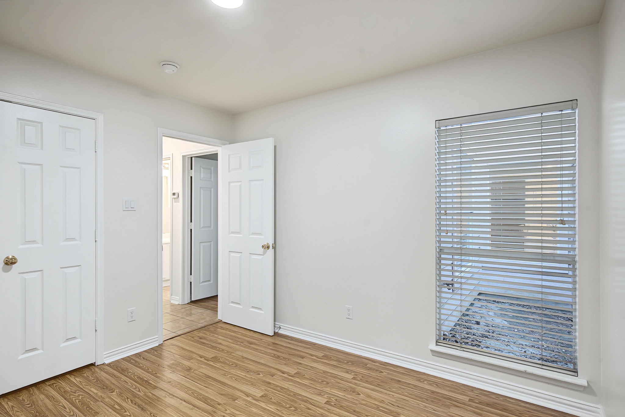 A window, closet, and neutral finishes make this room easy to adapt as your needs change.