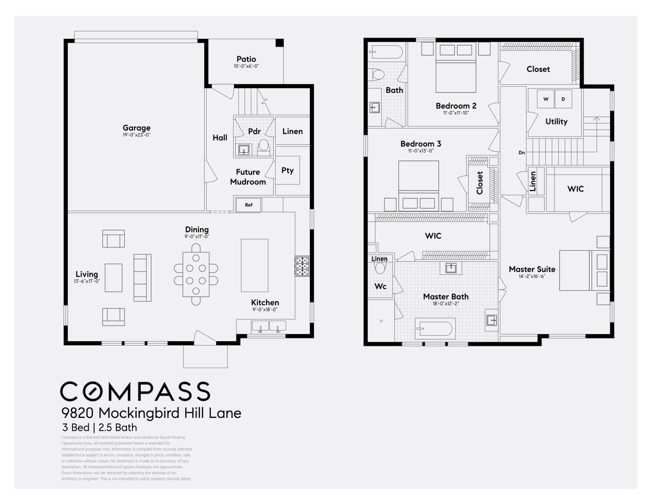 Spacious 3-bedroom, 2.5-bath home featuring an open-concept kitchen and living area, a large master suite with walk-in closets, and a convenient upstairs utility room.