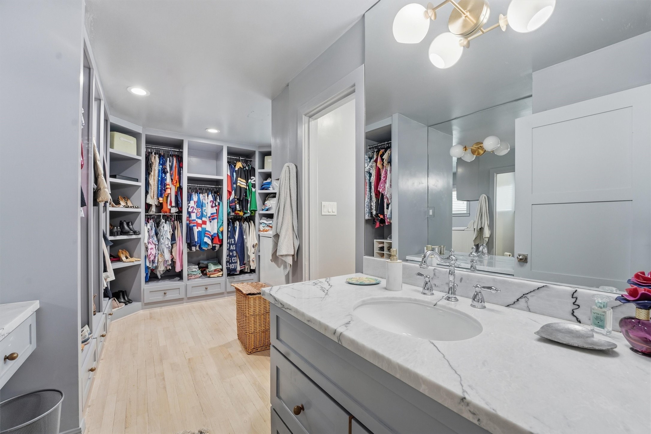 Primary bath, vanity, closet and laundry are all together - accessible only through the primary bedroom.