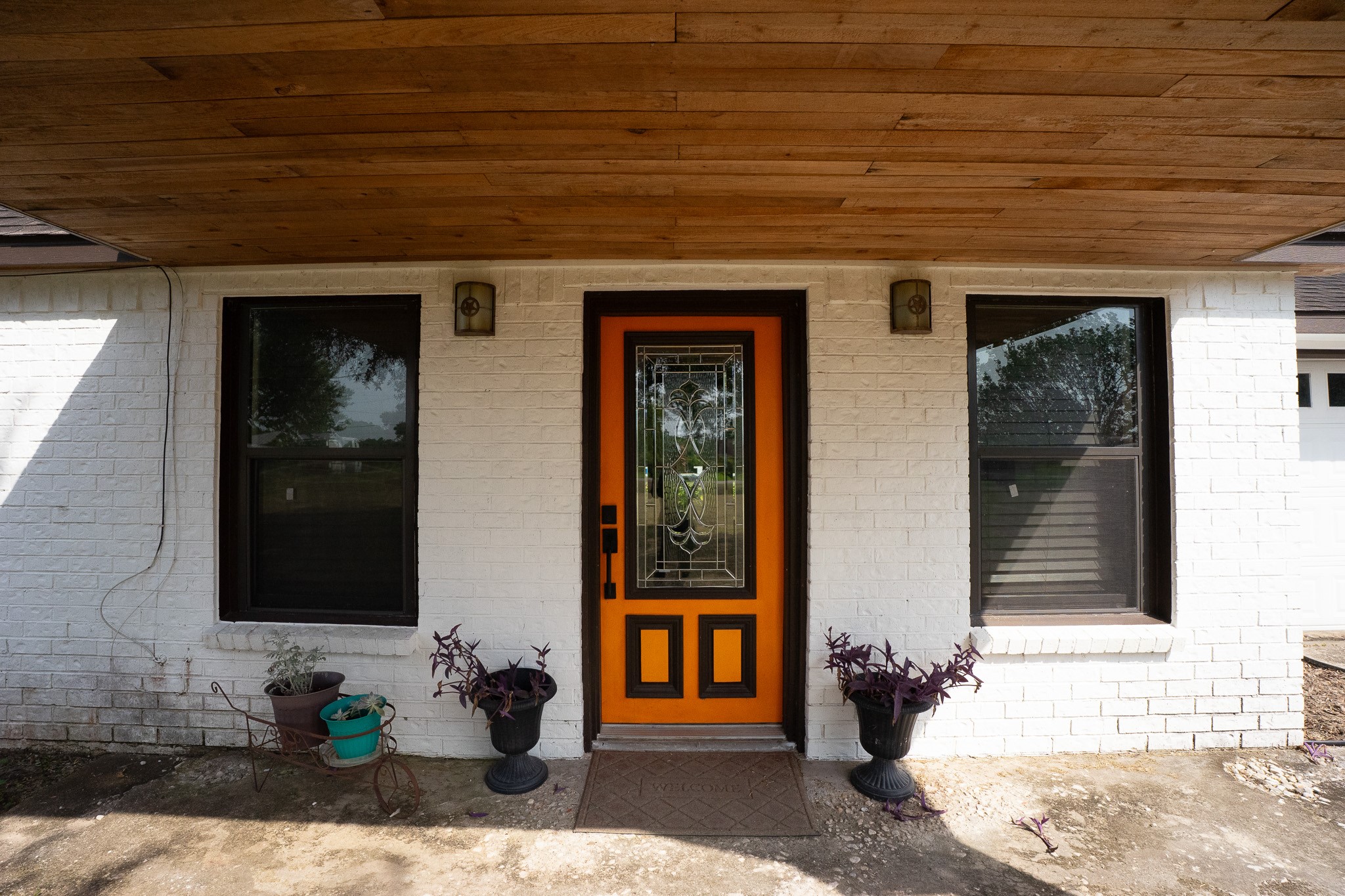 Close up of the front door & porch.