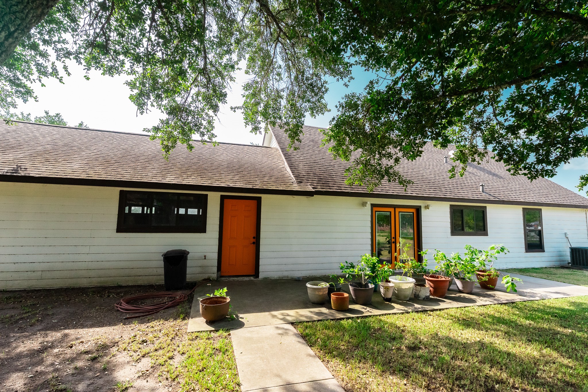 The back of the home.  Notice the large patio.