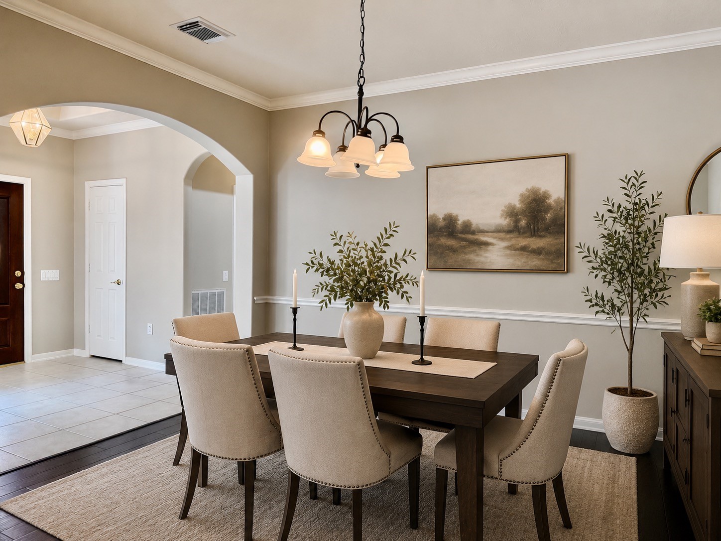 Virtually staged dining room