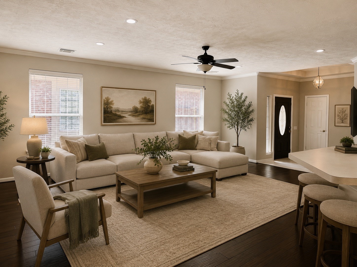 Virtually staged living room