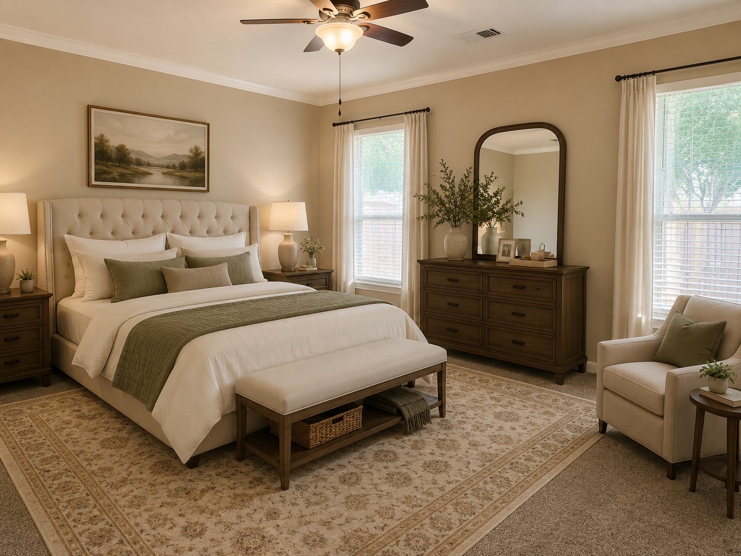 virtually staged master bedroom