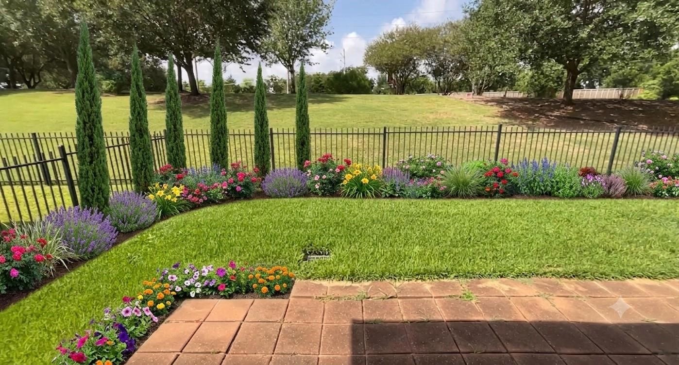 Backyard with virtual landscaping Backyard with virtual landscaping