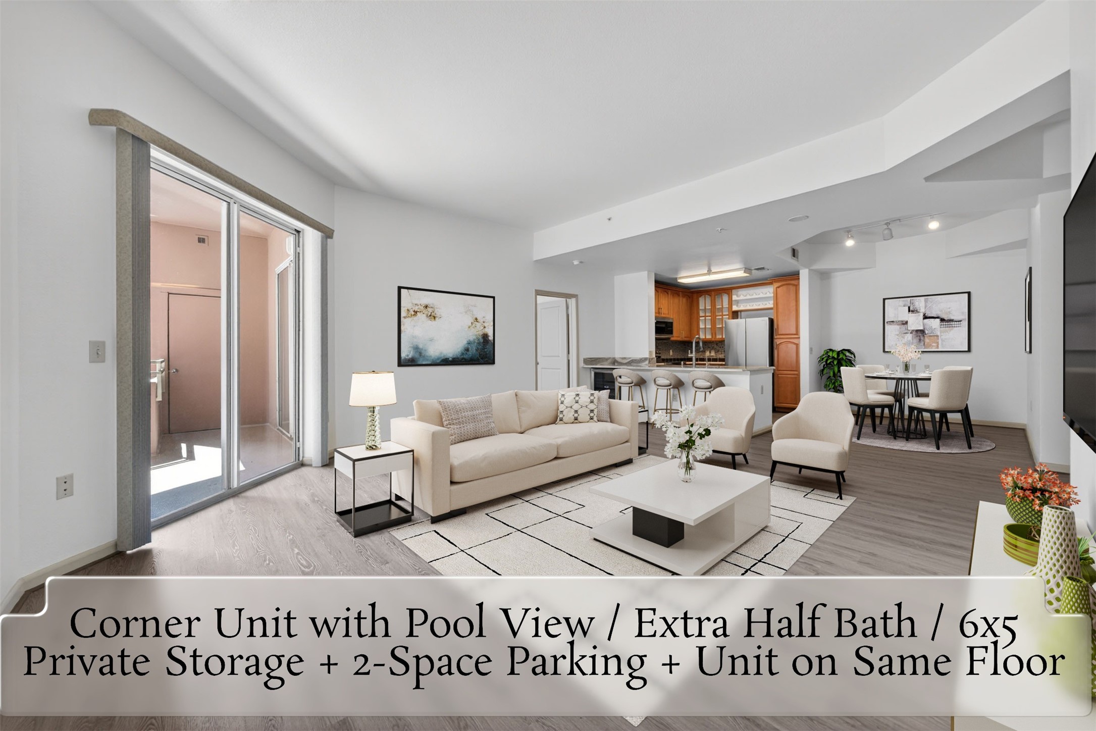 Sleek corner condo, fully renovated and move-in ready, featuring a two-car private garage and a additional 6x5 private storage unit all conveniently located on the same floor. In addition this exceptional condo features a convenient half bath for guests- a coveted feature not found in most units. Sleek corner condo, fully renovated and move-in ready, featuring a two-car private garage and a additional 6x5 private storage unit all conveniently located on the same floor. In addition this exceptional condo features a convenient half bath for guests- a coveted feature not found in most units.
