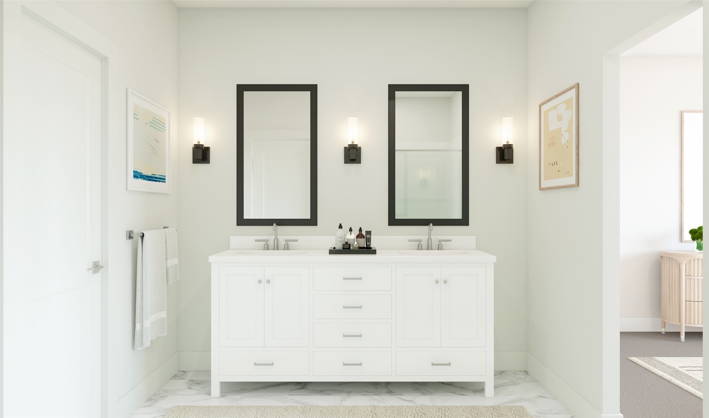 Relaxing primary bath (*Artist rendering used for illustration purposes only. Colors/finishes may differ from the ones currently selected in the home.)