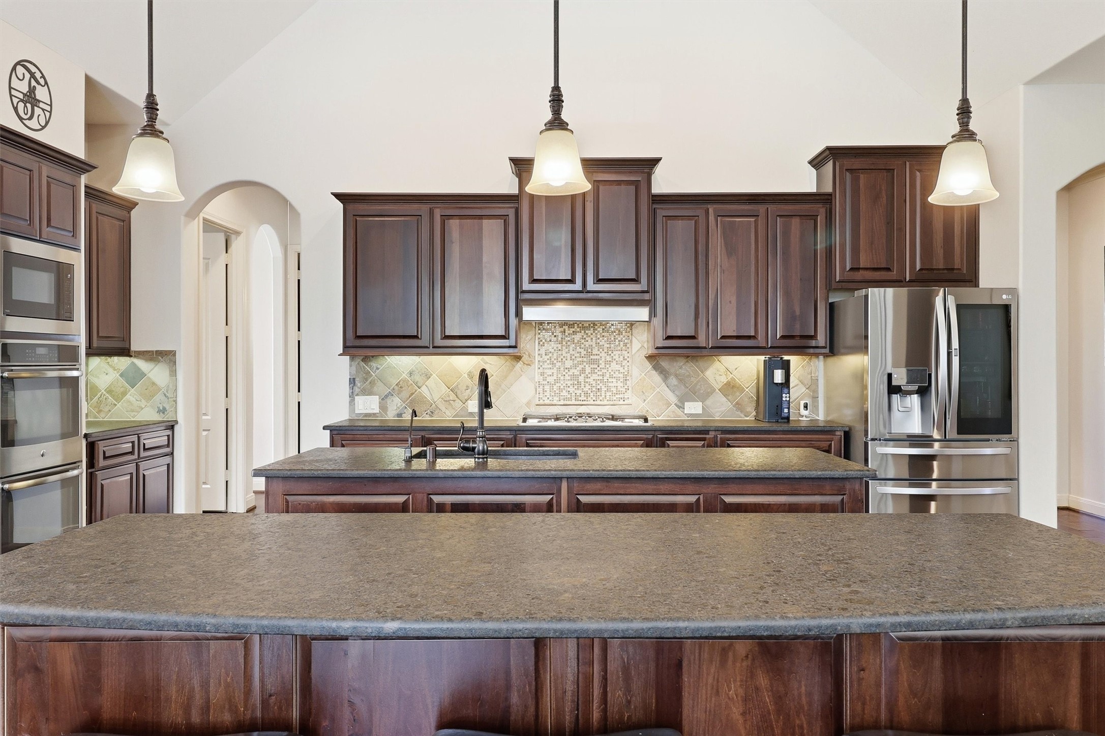 The elegant, leather-finish granite is unique and absolutely stunning.