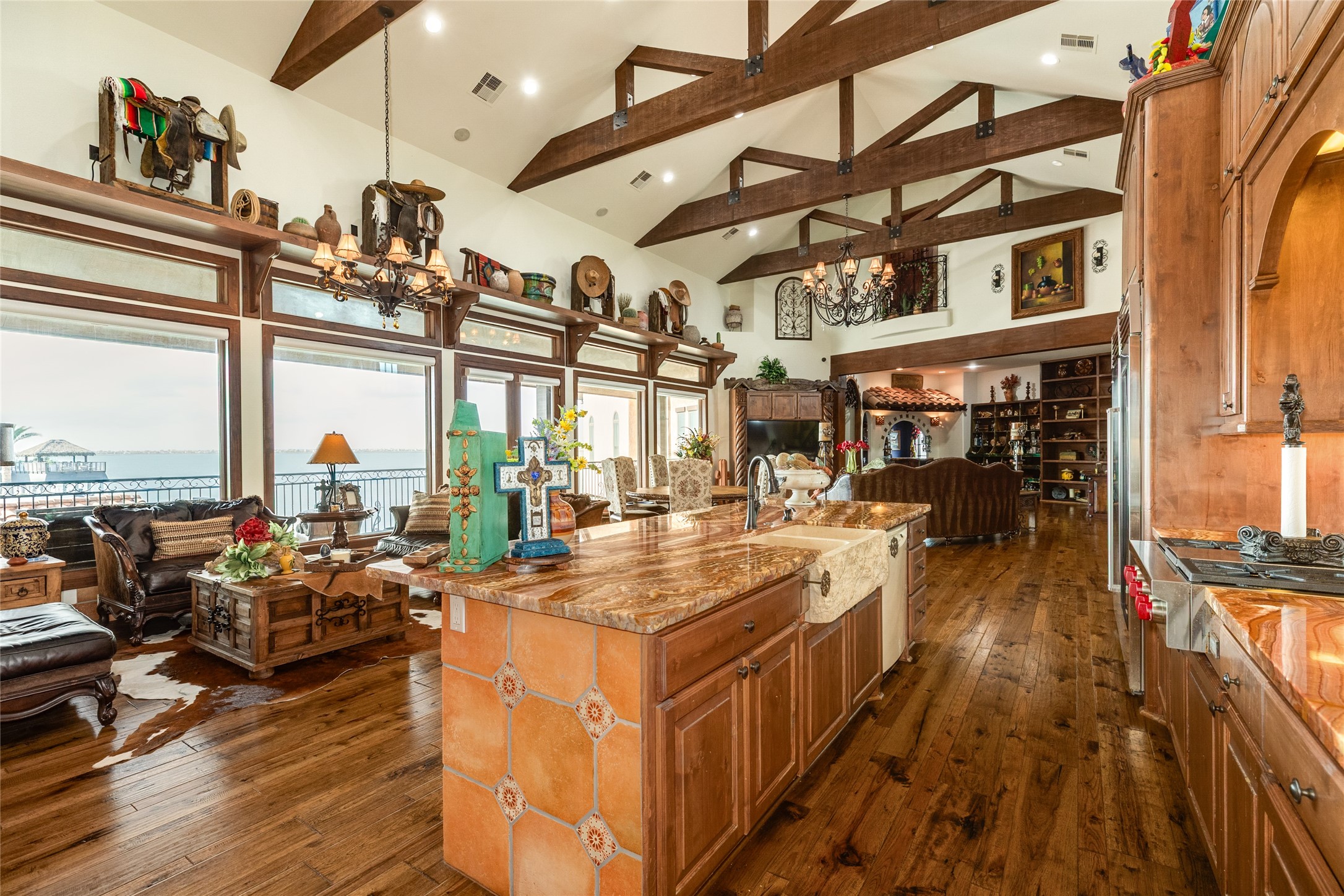 Bay views from the kitchen and living area