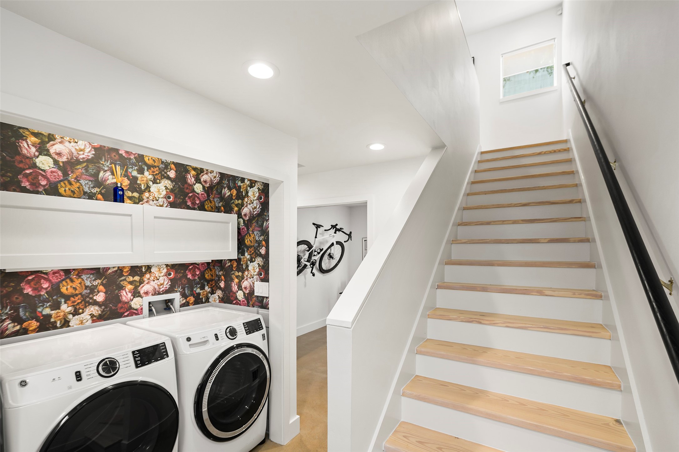 W/D on the ground floor. Stairs to the living area