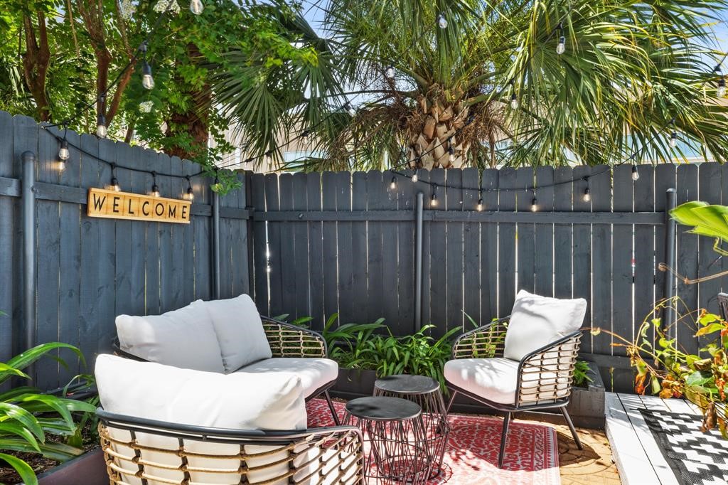 Seating in the backyard.