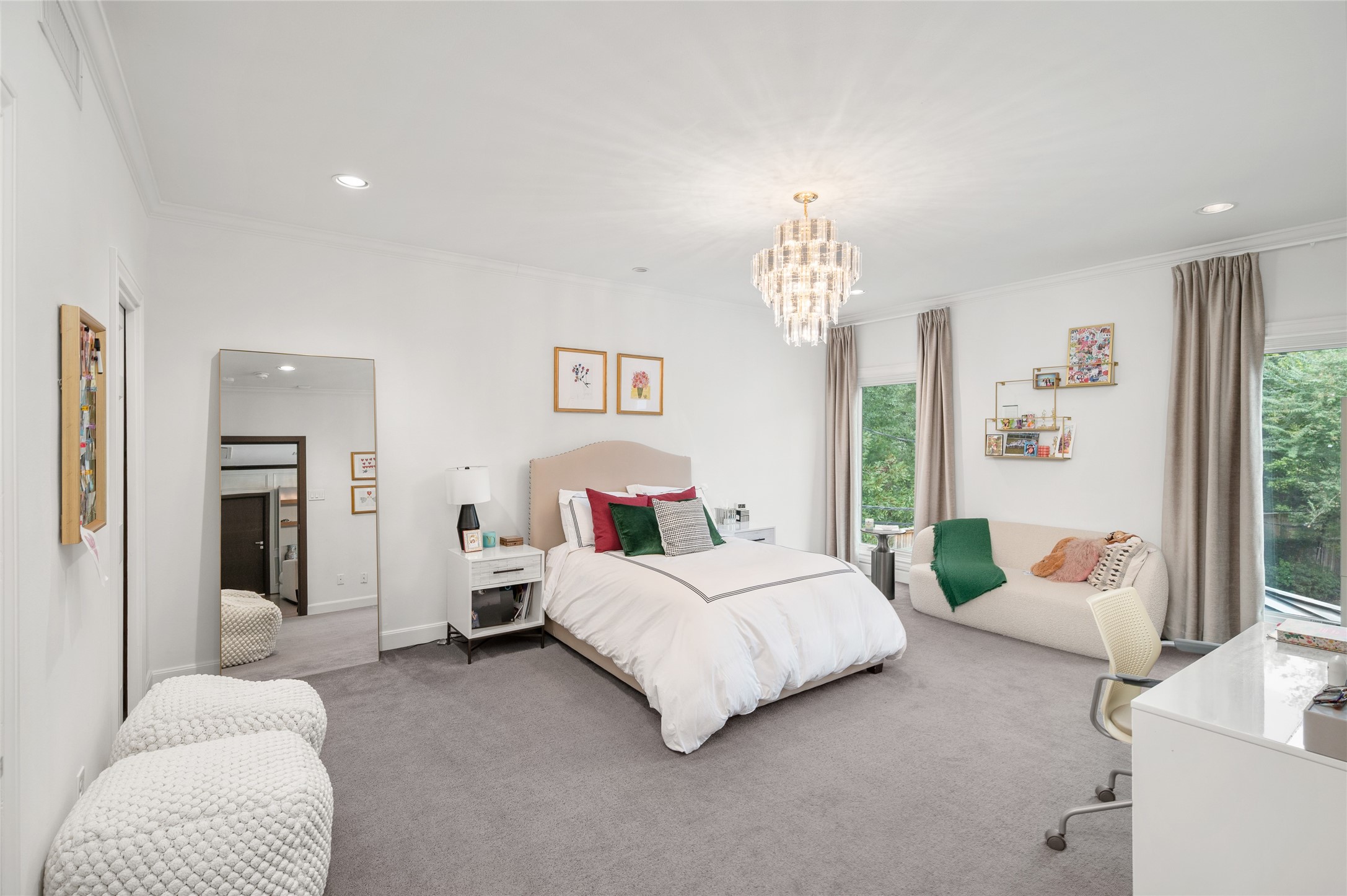 [En Suite Bedroom]
This bedroom also has full-length windows, custom-fitted close, and en suite bath with Italian Rex marble paneling.