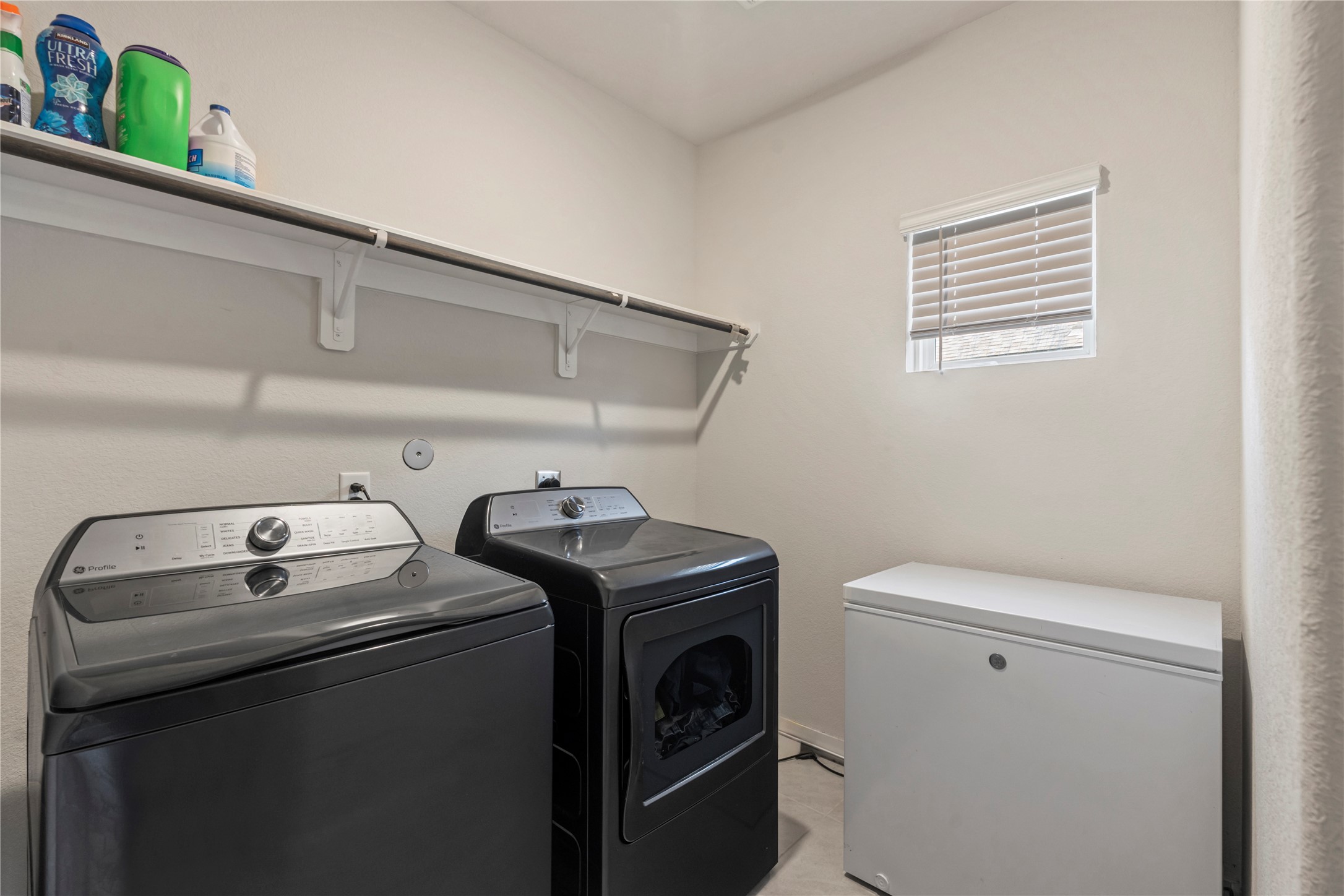The laundry room has space for a freezer too.