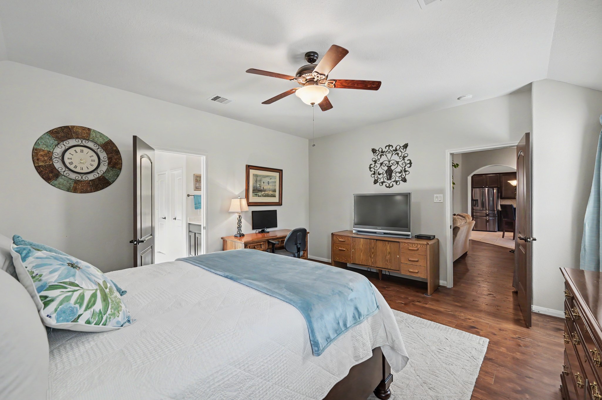 Private retreat that can accommodate multiple pieces of furniture.