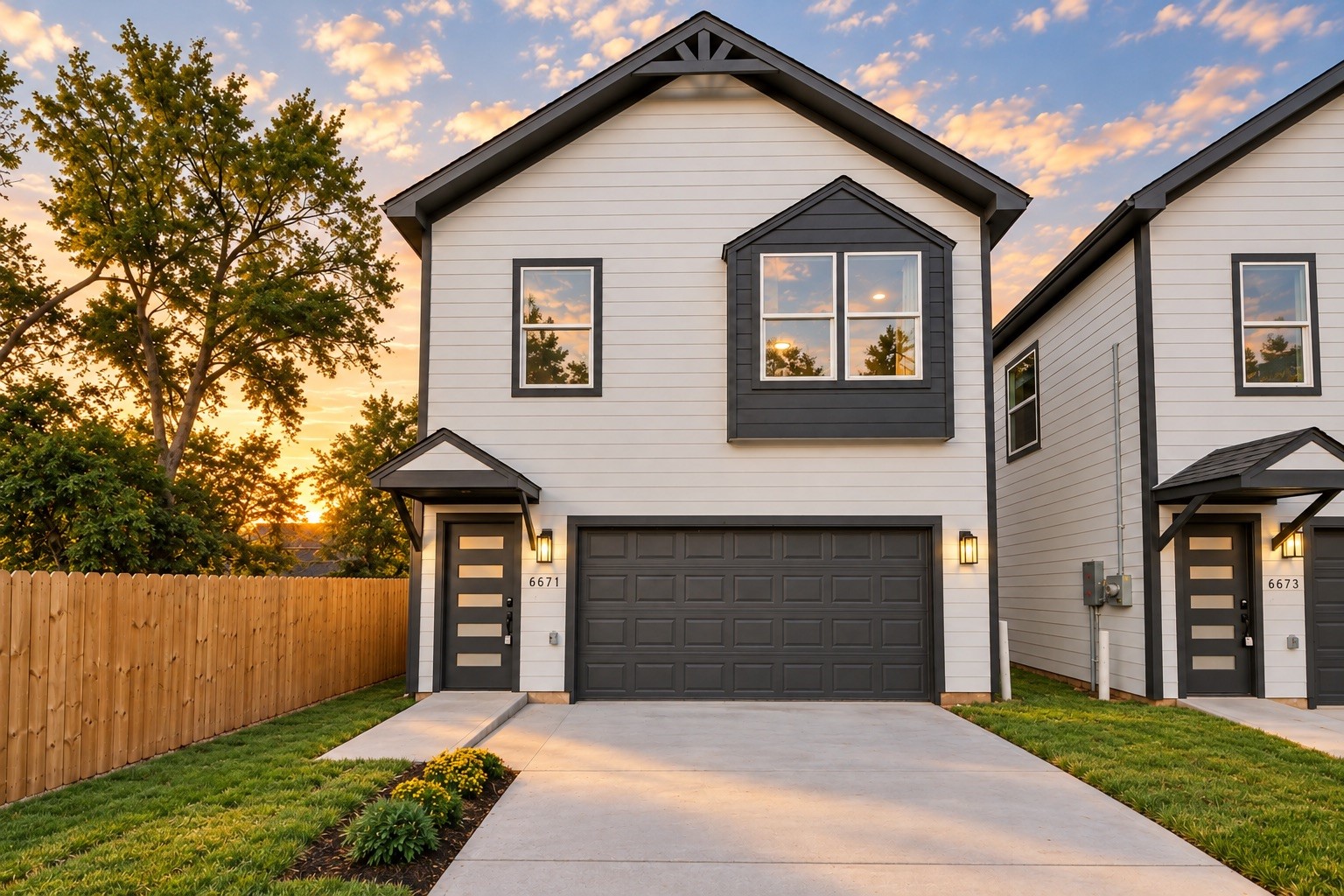 Welcome to 6671 Nielan St! Newly completed by Athelya Homes, this 2-story home features modern farmhouse-inspired architecture, contrasting exterior finishes, a 2-car attached garage & private driveway.
