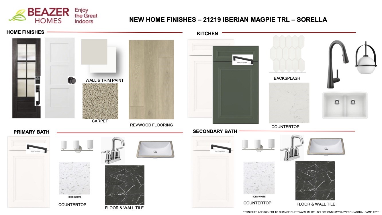 Design finishes for 21219 Iberian Magpie Trail